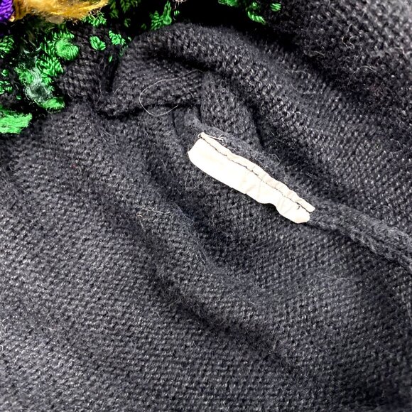 Womens Vtg Christmas Cardigan Sweater BP Design Medium Black Embroidered Beaded - Picture 8 of 16